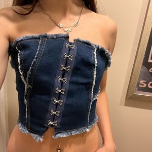 Denim corset top